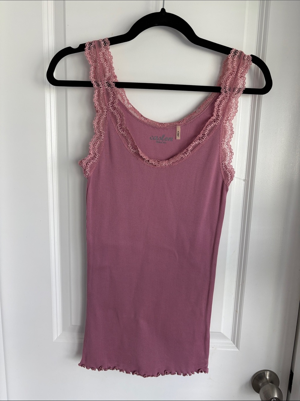 Caslon Lace-Trim Ribbed Tank - Dusty Rose